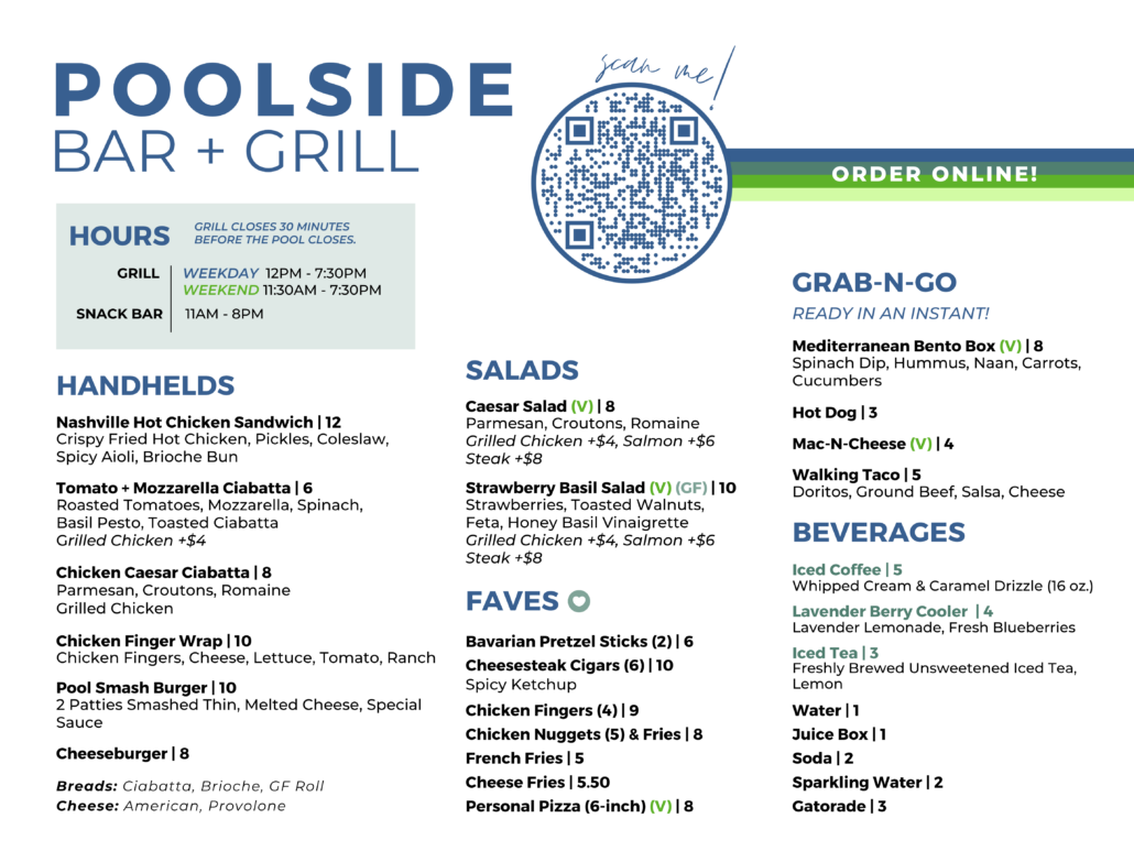 2026 FCC Pool Grill Menu
